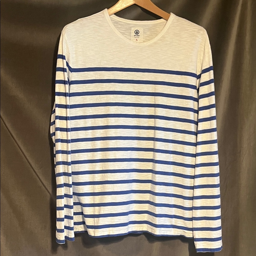 EVER-Blue and White Striped Men's Shirt